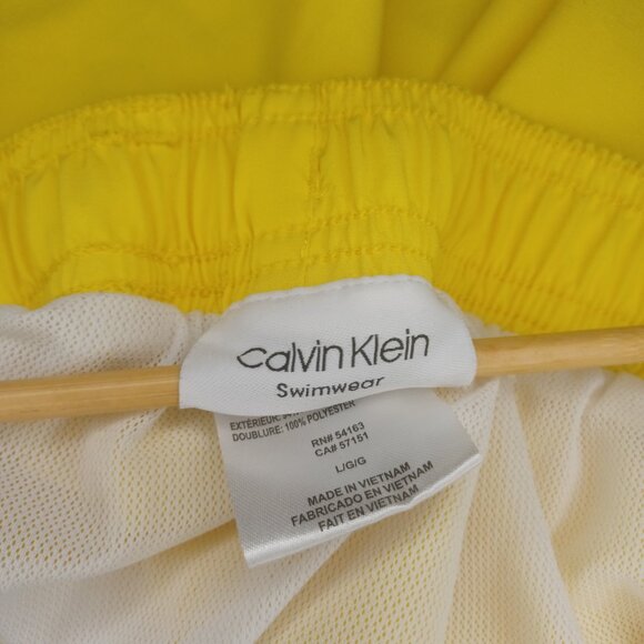 Calvin Klein Yellow Swim Trunks with Vertical Logo – Size Large - Picture 4 of 4